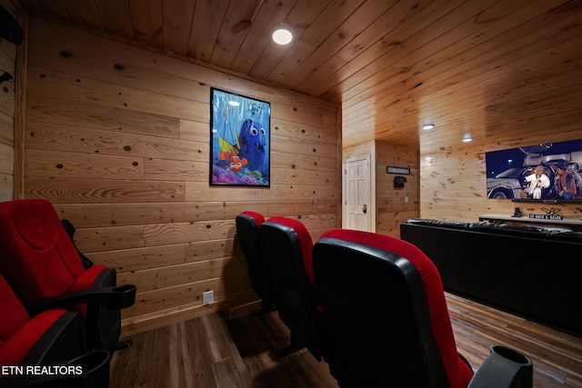 4410 Forest Vista Way, Pigeon Forge, TN 37863 - cinema featuring wood ceiling, wood walls, wood finished floors, and recessed lighting