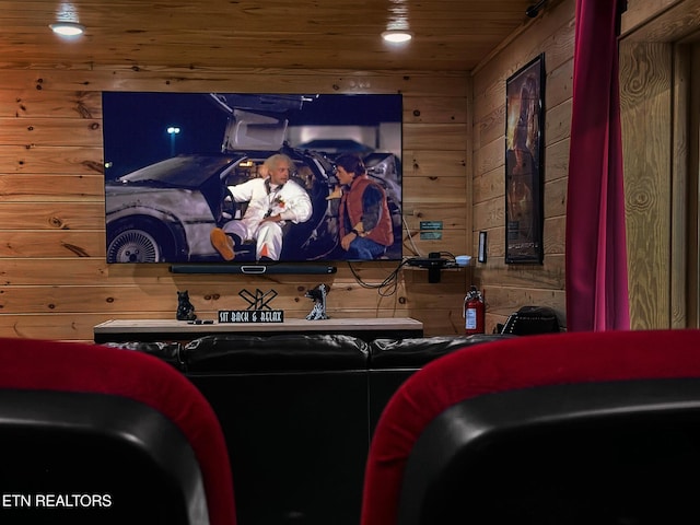 4410 Forest Vista Way, Pigeon Forge, TN 37863 - cinema room with wooden walls, wood ceiling, and recessed lighting