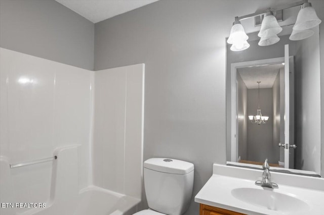 348 Ridge Rd, Caryville, TN 37714 - full bath with vanity, bathtub / shower combination, and a chandelier