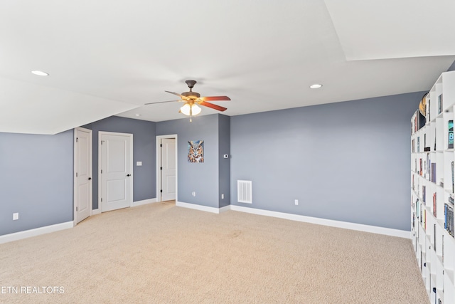 1273 Bishops View Ln, Knoxville, TN 37932 - bonus room featuring light colored carpet, a ceiling fan, and recessed lighting