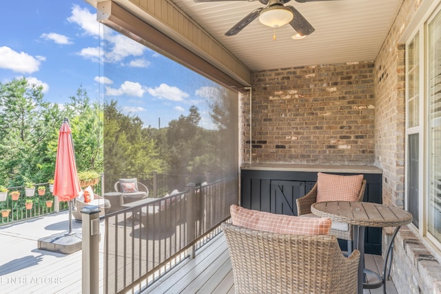 1273 Bishops View Ln, Knoxville, TN 37932 - wooden terrace featuring a ceiling fan and view of scattered trees