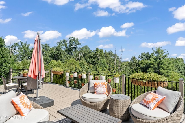 1273 Bishops View Ln, Knoxville, TN 37932 - wooden terrace with outdoor dining area and view of scattered trees