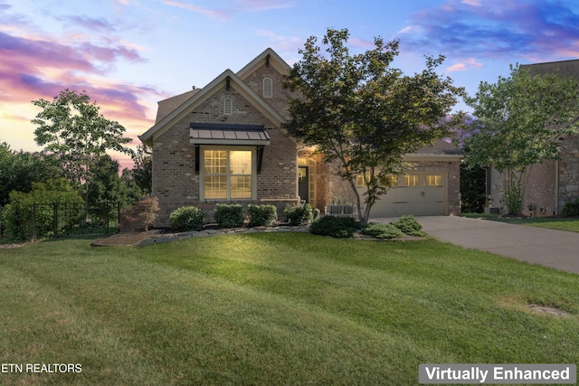 1273 Bishops View Ln, Knoxville, TN 37932 - view of front of house featuring driveway, brick siding, an attached garage, and stone siding