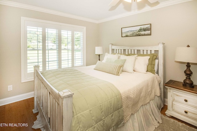 9436 Naff Rd, Heiskell, TN 37754 - bedroom featuring crown molding, wood finished floors, and a ceiling fan