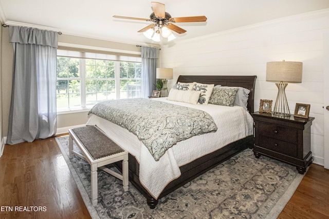 9436 Naff Rd, Heiskell, TN 37754 - bedroom with wood finished floors, crown molding, and a ceiling fan