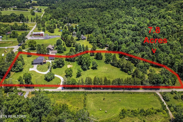 9436 Naff Rd, Heiskell, TN 37754 - aerial overview of property's location featuring property boundaries highlighted and a heavily wooded area