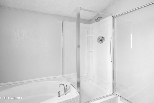 1768 Fain Cemetery Rd, Dandridge, TN 37725 - bathroom with a textured ceiling, a stall shower, and a bath