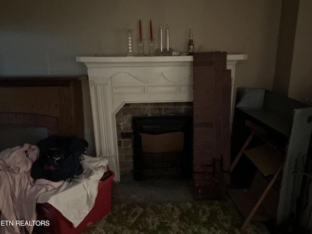 1890 Doaks Creek Rd, Speedwell, TN 37870 - detailed view of a fireplace and carpet flooring