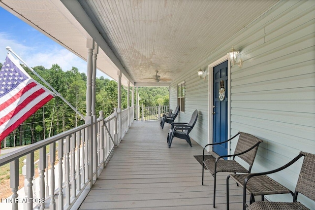 2270 Cove Pointe Rd, Lafollette, TN 37766 - wooden porch with ceiling fan
