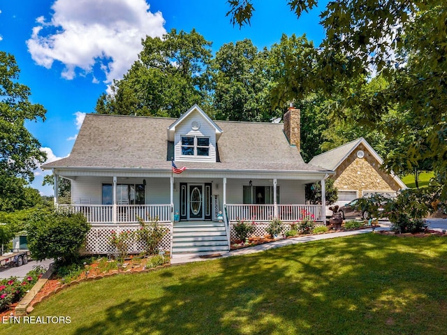 133 Rolling Hls, Rutledge, TN 37861 - view of front facade with a porch, a front yard, a chimney, and a shingled roof