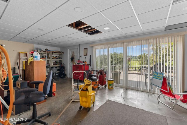 133 Rolling Hls, Rutledge, TN 37861 - misc room with unfinished concrete flooring and a paneled ceiling