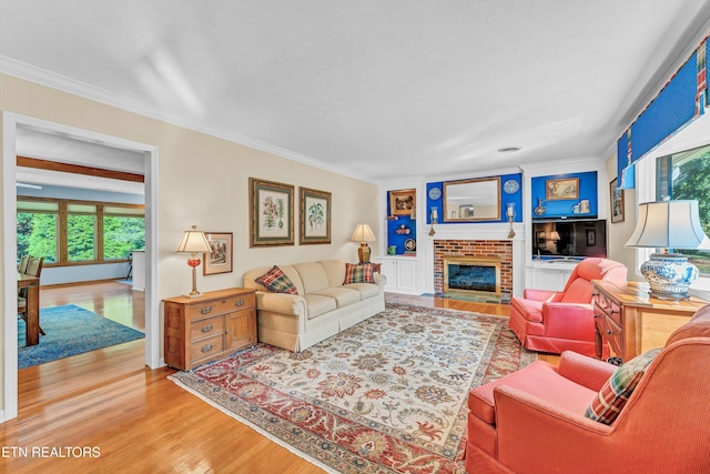 127 Newhaven Rd, Oak Ridge, TN 37830 - living room with wood finished floors, ornamental molding, and a fireplace