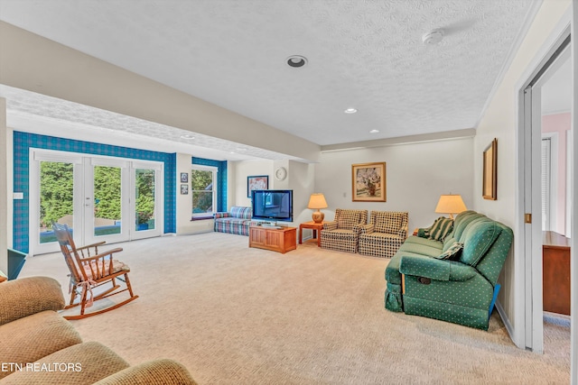 127 Newhaven Rd, Oak Ridge, TN 37830 - carpeted living area with a textured ceiling and recessed lighting