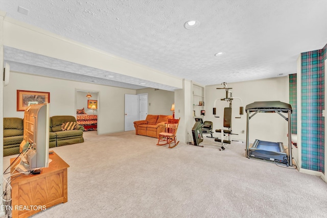 127 Newhaven Rd, Oak Ridge, TN 37830 - exercise area with carpet floors, a textured ceiling, and recessed lighting