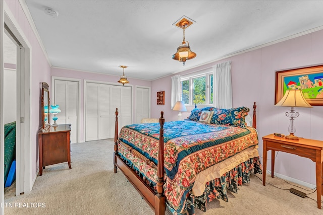 127 Newhaven Rd, Oak Ridge, TN 37830 - carpeted bedroom featuring crown molding and two closets