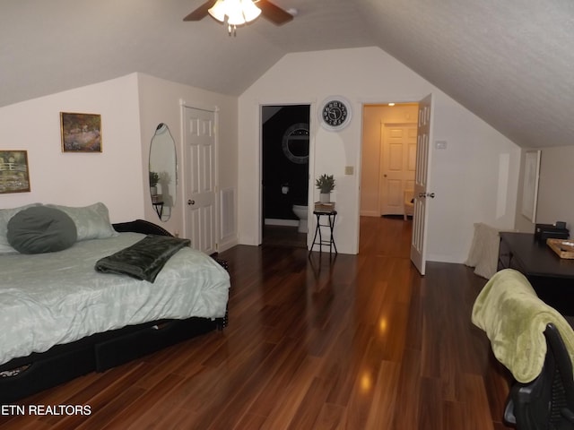 440 Sams Mtn, Middlesboro, KY 40965 - bedroom with lofted ceiling, wood finished floors, and ceiling fan