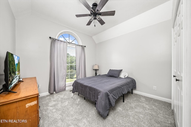 1036 Circle Dr, Jamestown, TN 38556 - carpeted bedroom with lofted ceiling and ceiling fan