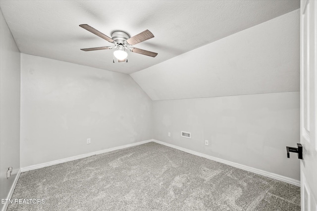 1036 Circle Dr, Jamestown, TN 38556 - bonus room with carpet floors, a ceiling fan, lofted ceiling, and a textured ceiling