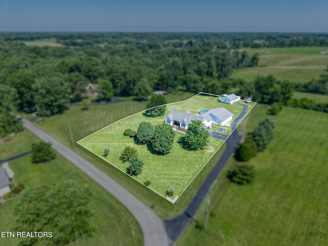 1036 Circle Dr, Jamestown, TN 38556 - aerial view of sparsely populated area with property parcel outlined
