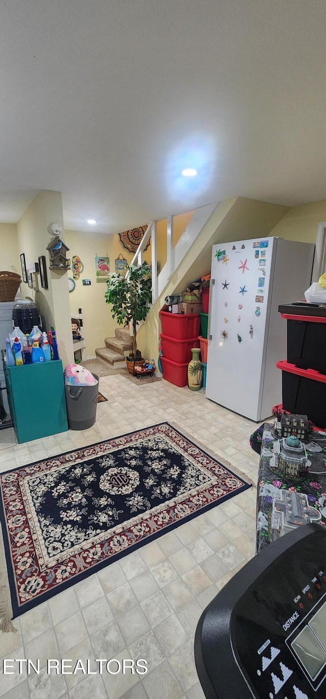 191 Ashley Ln, Oneida, TN 37841 - living area featuring stairs and recessed lighting