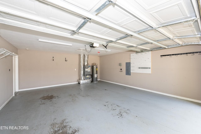 1032 Willow Creek Cir, Maryville, TN 37804 - garage featuring electric panel, water heater, and a garage door opener