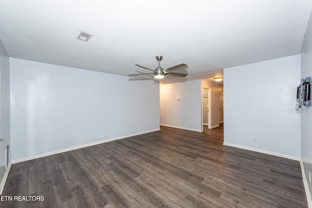 1032 Willow Creek Cir, Maryville, TN 37804 - unfurnished living room featuring dark wood-type flooring and a ceiling fan