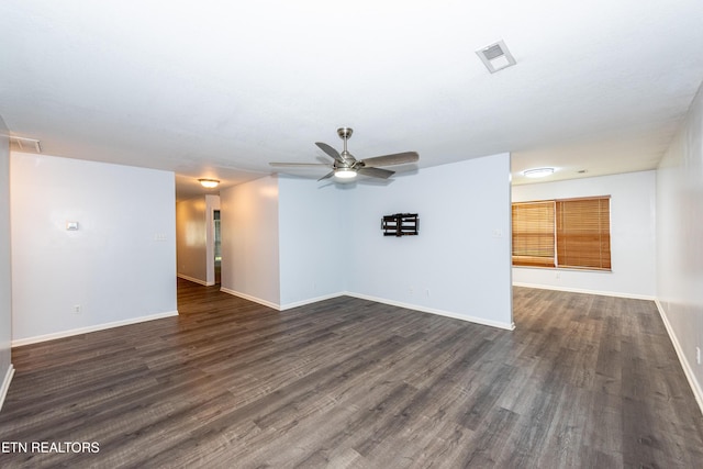 1032 Willow Creek Cir, Maryville, TN 37804 - unfurnished living room featuring a ceiling fan and dark wood finished floors