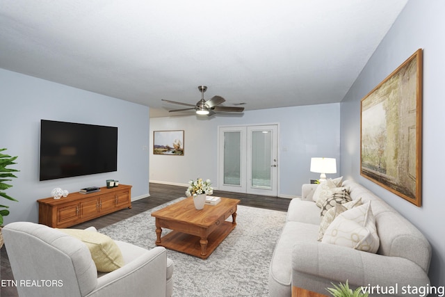 1032 Willow Creek Cir, Maryville, TN 37804 - living area featuring wood finished floors and a ceiling fan