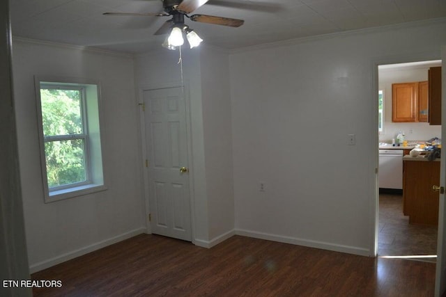 31058 US-127, Pikeville, TN 37367 - empty room with wood finished floors, ornamental molding, and a ceiling fan