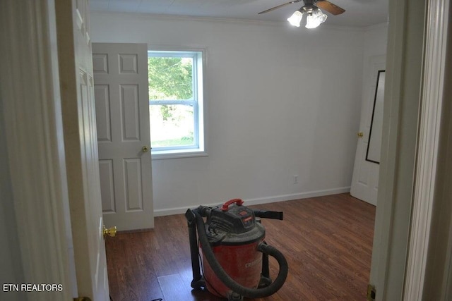 31058 US-127, Pikeville, TN 37367 - spare room with a ceiling fan, ornamental molding, and wood finished floors