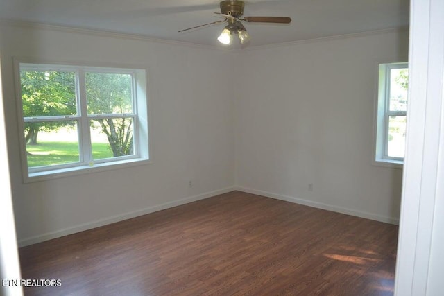 31058 US-127, Pikeville, TN 37367 - empty room with plenty of natural light, dark wood finished floors, crown molding, and ceiling fan