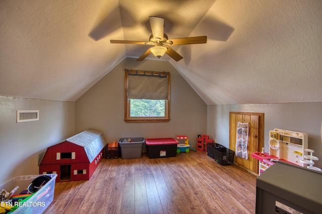 224 Eagle Blf, Jamestown, TN 38556 - game room with wood-type flooring, vaulted ceiling, and ceiling fan