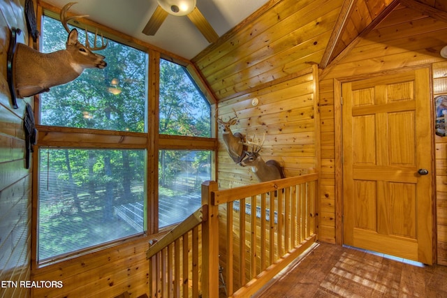 224 Eagle Blf, Jamestown, TN 38556 - hallway with wooden walls and lofted ceiling