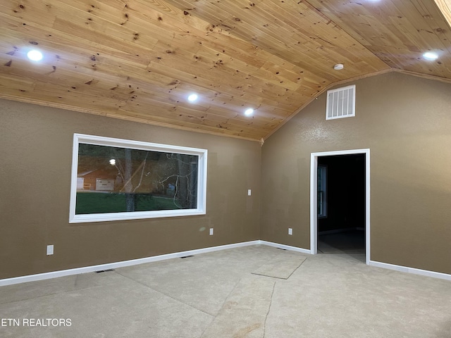 901 Kyle St, Lafollette, TN 37766 - spare room featuring vaulted ceiling, wood ceiling, and recessed lighting