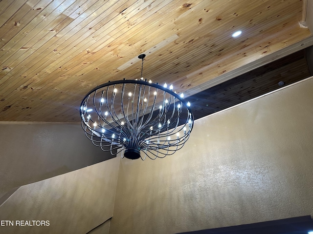 901 Kyle St, Lafollette, TN 37766 - detailed view of a chandelier and wood ceiling