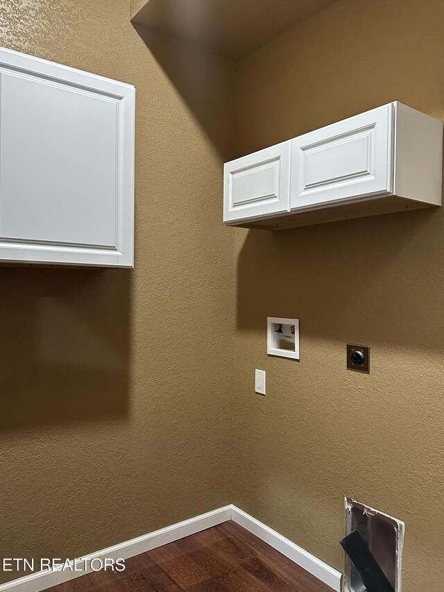 901 Kyle St, Lafollette, TN 37766 - laundry room with cabinet space, dark wood finished floors, hookup for a washing machine, and hookup for an electric dryer
