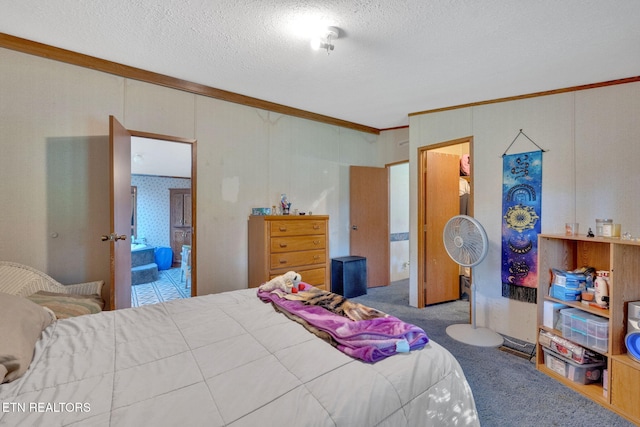 225 N Chuckey Ruritan Rd, Chuckey, TN 37641 - bedroom with carpet flooring, crown molding, and a textured ceiling