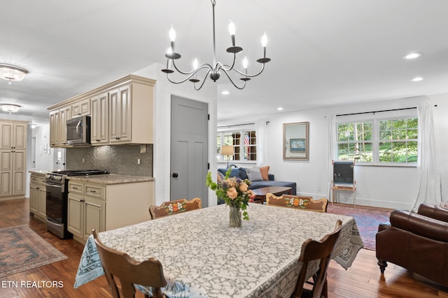1521 Aldenwood Ln, Knoxville, TN 37919 - dining space with a chandelier, recessed lighting, and dark wood finished floors
