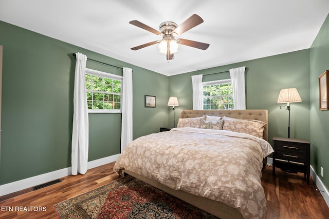 1521 Aldenwood Ln, Knoxville, TN 37919 - bedroom with multiple windows, wood finished floors, and a ceiling fan