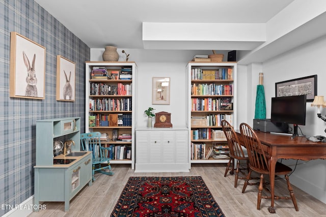 1521 Aldenwood Ln, Knoxville, TN 37919 - office featuring wallpapered walls and wood finished floors