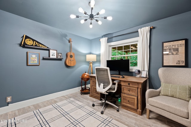 1521 Aldenwood Ln, Knoxville, TN 37919 - home office with a chandelier and light wood-style floors