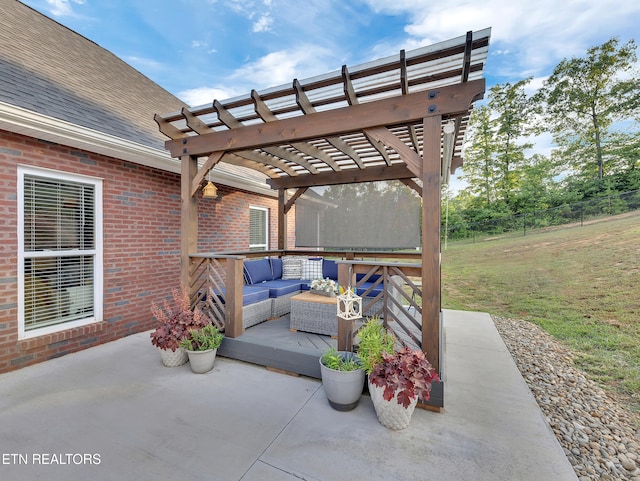 5728 Hickory Valley Rd, Heiskell, TN 37754 - view of patio with an outdoor living space and a pergola