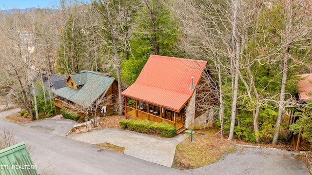 524 Hoot Owl Way, Gatlinburg, TN 37738 - view from above of property with a heavily wooded area