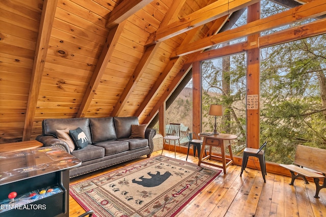 524 Hoot Owl Way, Gatlinburg, TN 37738 - living area with wood-type flooring and wooden ceiling