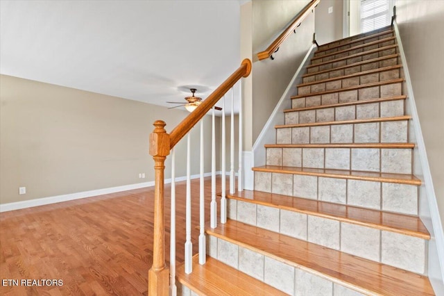 168 Thelma Cir, Jacksboro, TN 37757 - staircase with a ceiling fan and wood finished floors