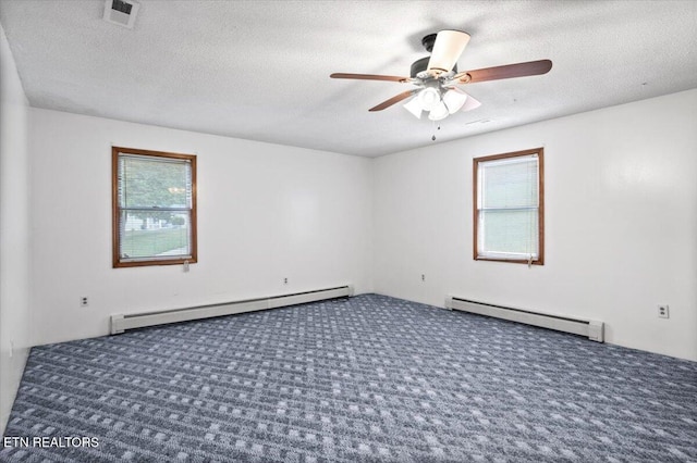 261 Lance Ln, Lafollette, TN 37766 - unfurnished room with baseboard heating, carpet, a ceiling fan, and a textured ceiling