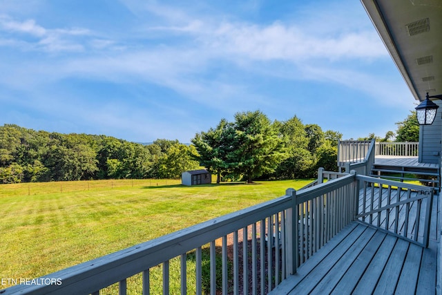 3938 Settlers Trl, Kodak, TN 37764 - deck featuring a shed and a lawn