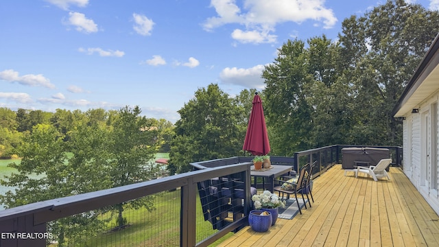 1033 Sunset View Rd, Sevierville, TN 37876 - wooden deck featuring a hot tub