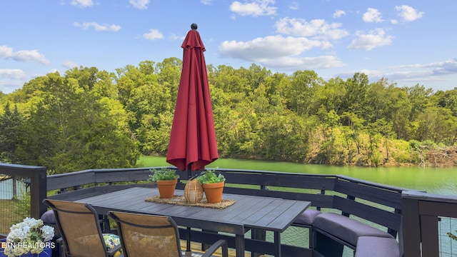1033 Sunset View Rd, Sevierville, TN 37876 - deck with a view of trees, a water view, and outdoor dining area