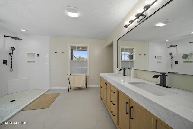 1033 Sunset View Rd, Sevierville, TN 37876 - full bath featuring a walk in shower, double vanity, recessed lighting, and tile patterned flooring